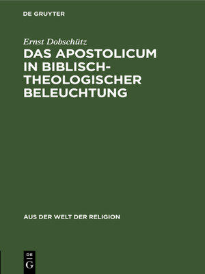 cover image of Das Apostolicum in biblisch-theologischer Beleuchtung